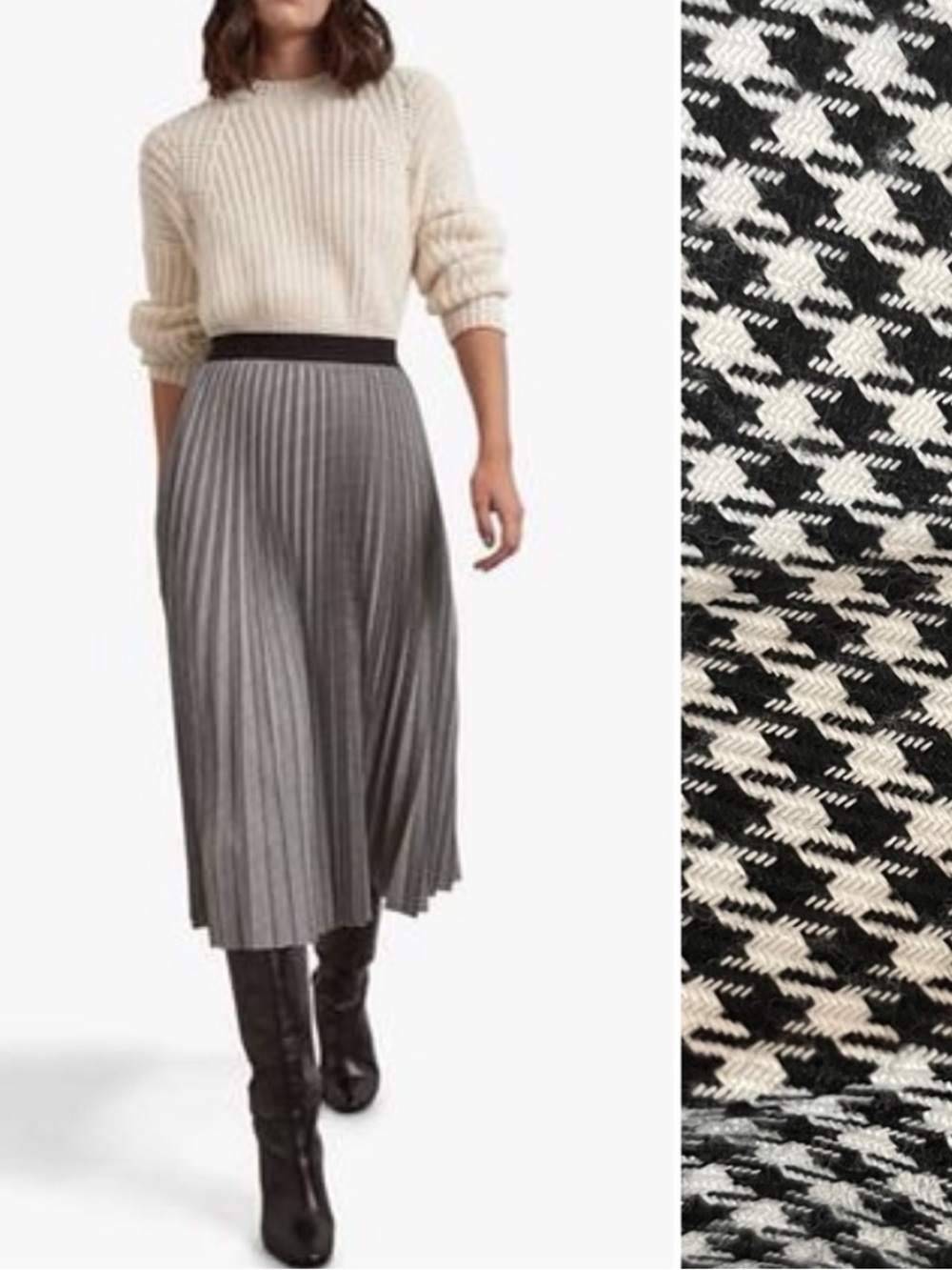 Gerard Darel Paris Houndstooth Midi Skirt